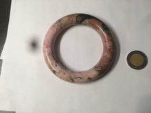 Load image into Gallery viewer, 54.9mm 100% natural red/pink/black chubby round cut rose stone (Rhodonite) bangle XY84