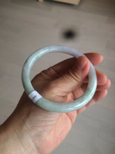 Load image into Gallery viewer, 57.6mm certificated Type A 100% Natural light green/dark green/purple slim round cut Jadeite Jade bangle BG53-2960