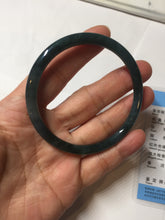 Load image into Gallery viewer, 56mm Certified Type A 100% Natural dark green/blue/gray Guatemala slim round cut Jadeite bangle BP197-2078