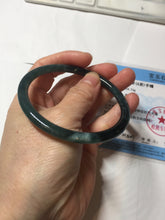 Load image into Gallery viewer, 61mm Certified Type A 100% Natural light green/blue/gray Guatemala slim round cut Jadeite bangle BP198-2051