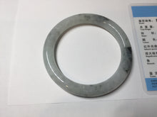 Load image into Gallery viewer, 58.2mm certified Type A 100% Natural icy light green white with green floating flowers round cut Jadeite Jade bangle BS63-7349