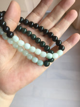 Load image into Gallery viewer, 7.6-8mm 100% natural white/black/blue/green/brown(Wuji, Mocui) jadeite jade beads bracelet BP148