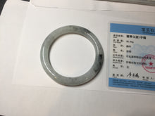 Load image into Gallery viewer, 58.5mm certified Type A 100% Natural icy dark green white with green floating flowers round cut Jadeite Jade bangle BS64-7347
