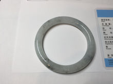 Load image into Gallery viewer, 58.5mm certified Type A 100% Natural icy dark green white with green floating flowers round cut Jadeite Jade bangle BS64-7347