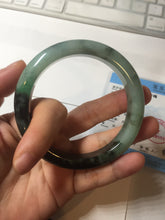 Load image into Gallery viewer, 58.5mm certified Type A 100% Natural sunny green dark green light green (half mountain half watery 半山半水) Jadeite Jade bangle PB194-9765