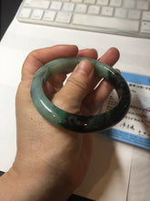Load image into Gallery viewer, 58.5mm certified Type A 100% Natural sunny green dark green light green (half mountain half watery 半山半水) Jadeite Jade bangle PB194-9765