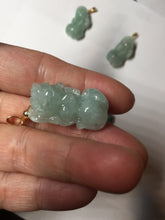 Load image into Gallery viewer, 100% natural type A sunny green jadeite jade 3D PiXiu (貔貅) pendant group AX150
