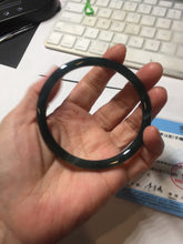 Load image into Gallery viewer, 61mm Certified Type A 100% Natural dark green/blue/gray Guatemala slim round cut Jadeite bangle BP199-5515