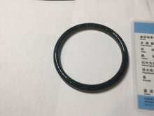 Load image into Gallery viewer, 59.5mm Certified Type A 100% Natural dark green/blue/gray Guatemala slim round cut Jadeite bangle BP200-5524