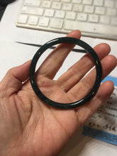 Load image into Gallery viewer, 59.5mm Certified Type A 100% Natural dark green/blue/gray Guatemala slim round cut Jadeite bangle BP200-5524