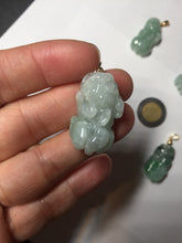 Load image into Gallery viewer, 100% natural type A sunny green jadeite jade 3D PiXiu (貔貅) pendant group AX150