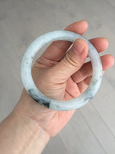 Load image into Gallery viewer, 58.2mm certified Type A 100% Natural icy light green white with green floating flowers round cut Jadeite Jade bangle BS63-7349