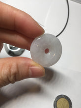 Load image into Gallery viewer, 24-25mm 100% Natural icy watery green/white with dark green floating flowers jadeite Jade Safety Guardian Button(donut) Pendant/worry stone group H153