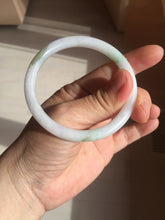 Load image into Gallery viewer, 55.8mm certified 100% natural white sunny green purple slim round cut jadeite jade bangle BL90-4666