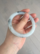 Load image into Gallery viewer, 58.2mm certified Type A 100% Natural icy light green white with green floating flowers round cut Jadeite Jade bangle BS63-7349