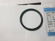 Load image into Gallery viewer, 58.3mm Certified Type A 100% Natural dark green/blue/gray Guatemala slim round cut Jadeite bangle BP201-5512