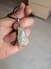 Load image into Gallery viewer, 100% natural icy watery white/dark green Magnolia flower jadeite jade pendant AF86