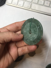 Load image into Gallery viewer, 48mm Type A 100% Natural icy dark green/gray Jadeite Jade safety Guardian donut Pendant PB195-2