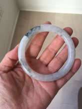 Load image into Gallery viewer, 58.2mm certified Type A 100% Natural icy light green white with green floating flowers round cut Jadeite Jade bangle BS63-7349