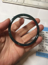 Load image into Gallery viewer, 58.3mm Certified Type A 100% Natural dark green/blue/gray Guatemala slim round cut Jadeite bangle BP201-5512