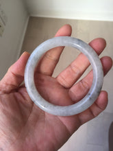 Load image into Gallery viewer, 58.2mm certified Type A 100% Natural icy light green white with green floating flowers round cut Jadeite Jade bangle BS63-7349