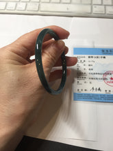 Load image into Gallery viewer, 58.3mm Certified Type A 100% Natural dark green/blue/gray Guatemala slim round cut Jadeite bangle BP201-5512