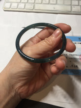 Load image into Gallery viewer, 58.3mm Certified Type A 100% Natural dark green/blue/gray Guatemala slim round cut Jadeite bangle BP201-5512