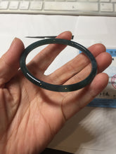 Load image into Gallery viewer, 58.3mm Certified Type A 100% Natural dark green/blue/gray Guatemala slim round cut Jadeite bangle BP201-5512