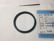Load image into Gallery viewer, 58.3mm Certified Type A 100% Natural dark green/blue/gray Guatemala slim round cut Jadeite bangle BP202-5522