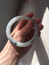Load image into Gallery viewer, 58.2mm certified Type A 100% Natural icy light green white with green floating flowers round cut Jadeite Jade bangle BS63-7349
