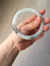 Load image into Gallery viewer, 58.2mm certified Type A 100% Natural icy light green white with green floating flowers round cut Jadeite Jade bangle BS63-7349