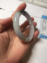 Load image into Gallery viewer, 53.6mm 100% Natural type A dark green purple white carved flowers and golden-painted Jadeite Jade bangle PD92-0263