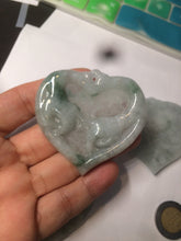 Load image into Gallery viewer, 100% Natural type A light green/white concentric hearts/pinky promise(执子之手,与子偕老) jadeite Jade pendant necklace AZ74