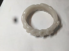 Load image into Gallery viewer, 55.5mm 100% natural light pale pink/white/beige Quartzite (Shetaicui jade) carved flowers bangle XY15