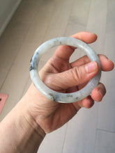 Load image into Gallery viewer, 58.2mm certified Type A 100% Natural icy light green white with green floating flowers round cut Jadeite Jade bangle BS63-7349