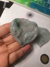 Load image into Gallery viewer, 100% Natural type A light green/white concentric hearts/pinky promise(执子之手,与子偕老) jadeite Jade pendant necklace AZ74