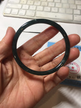Load image into Gallery viewer, 58.3mm Certified Type A 100% Natural dark green/blue/gray Guatemala slim round cut Jadeite bangle BP202-5522