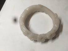 Load image into Gallery viewer, 55.5mm 100% natural light pale pink/white/beige Quartzite (Shetaicui jade) carved flowers bangle XY15