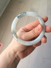 Load image into Gallery viewer, 58.2mm certified Type A 100% Natural icy light green white with green floating flowers round cut Jadeite Jade bangle BS63-7349