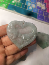 Load image into Gallery viewer, 100% Natural type A light green/white concentric hearts/pinky promise(执子之手,与子偕老) jadeite Jade pendant necklace AZ74