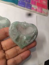 Load image into Gallery viewer, 100% Natural type A light green/white concentric hearts/pinky promise(执子之手,与子偕老) jadeite Jade pendant necklace AZ74