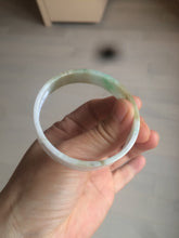 Load image into Gallery viewer, 50.8mm Certified type A 100% Natural sunny green/white/purple thin square Jadeite Jade bangle AM77-2829
