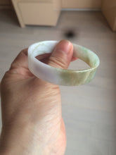 Load image into Gallery viewer, 50.8mm Certified type A 100% Natural sunny green/white/purple thin square Jadeite Jade bangle AM77-2829
