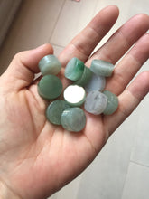 Load image into Gallery viewer, 100% Natural type A icy watery light green/purple/gary Jadeite Jade round cake  pendant group F151