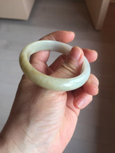 Load image into Gallery viewer, 52mm certified Type A 100% Natural yellow brown white Jadeite Jade bangle AU23-0242