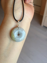 Load image into Gallery viewer, 24-25mm Type A 100% Natural light purple/yellow/white Jadeite Jade Safety Guardian Button donut Pendant/worry stone group BM54