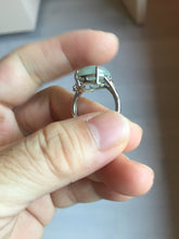 Load image into Gallery viewer, 100% natural type A icy watery light green gray four-prong jadeite jade ring BP137