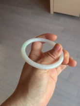 Load image into Gallery viewer, 54.5mm certified 100% natural Type A white/sunny green round cut jadeite jade bangle BL50-3524