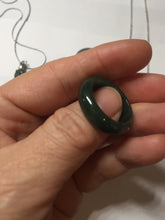 Load image into Gallery viewer, 3 pieces Type A 100% Natural dark green/black Jadeite Jade ring blessed melon(福瓜), rectangle safety bead pendants set BK133