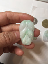 Load image into Gallery viewer, 100% natural type A sunny green white purple jadeite jade leaf pendant group PB46